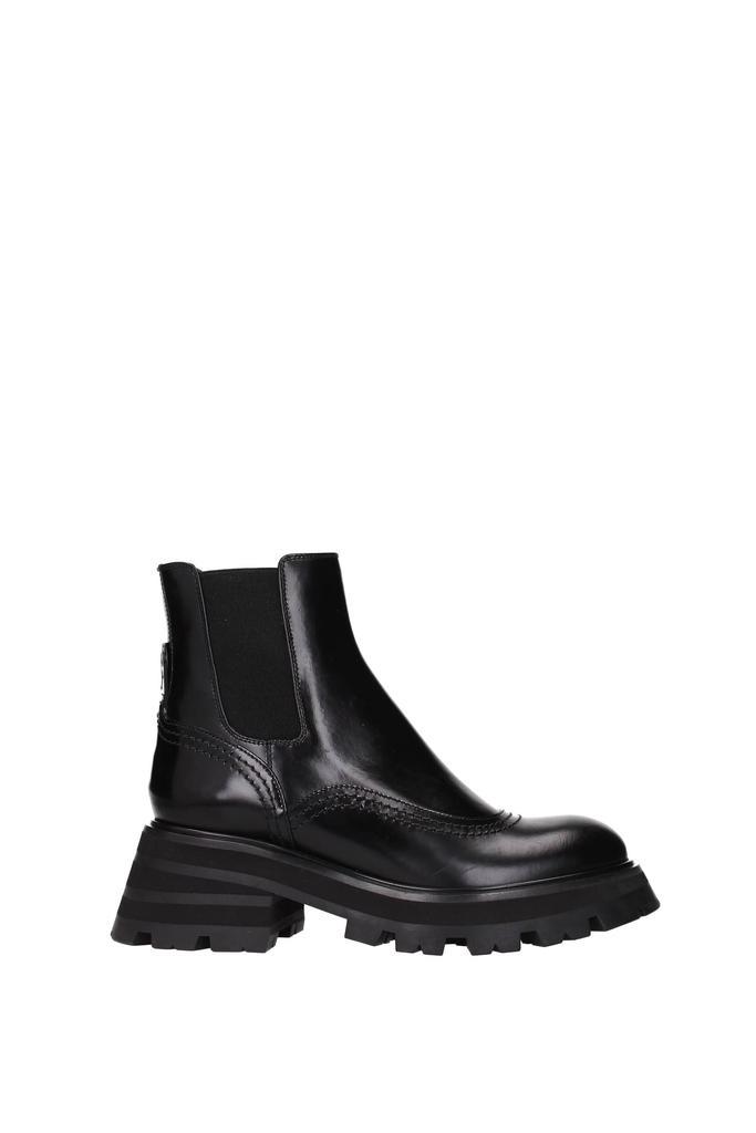 商品Alexander McQueen|女式 黑色皮革踝靴,价格¥2913,第1张图片