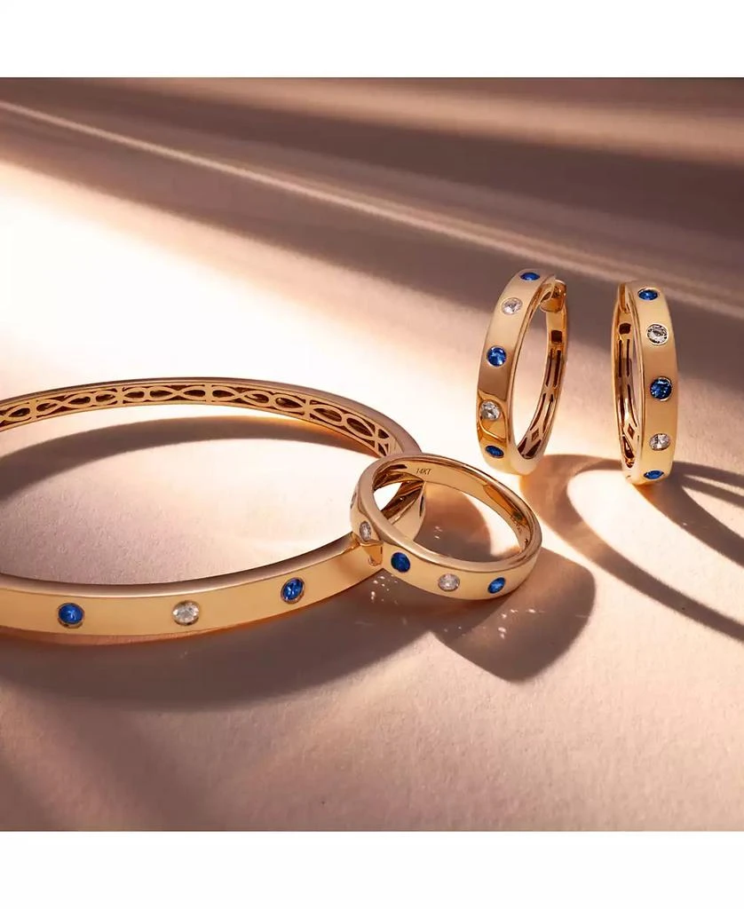 商品Le Vian|Blueberry Sapphire (1/6 ct. t.w.) & White Sapphire (1/10 ct. t.w.) Hoop Earrings in 14k Honey Gold,价格¥34324,第3张图片详细描述