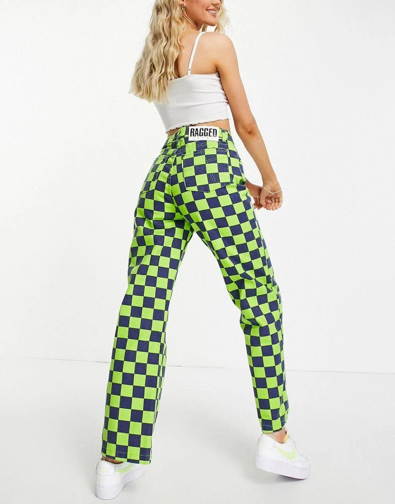 商品The Ragged Priest|The Ragged Priest wave print dad jeans in green and black,价格¥208,第2张图片详细描述