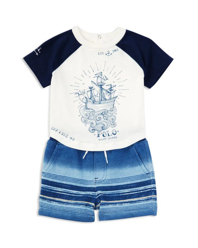 商品Ralph Lauren|Boys' Nautical Tee & Striped Terry Shorts Set - Baby,价格¥156,第1张图片