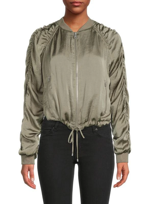 商品DKNY|Ruched Sleeve Bomber Jacket,价格¥263,第1张图片