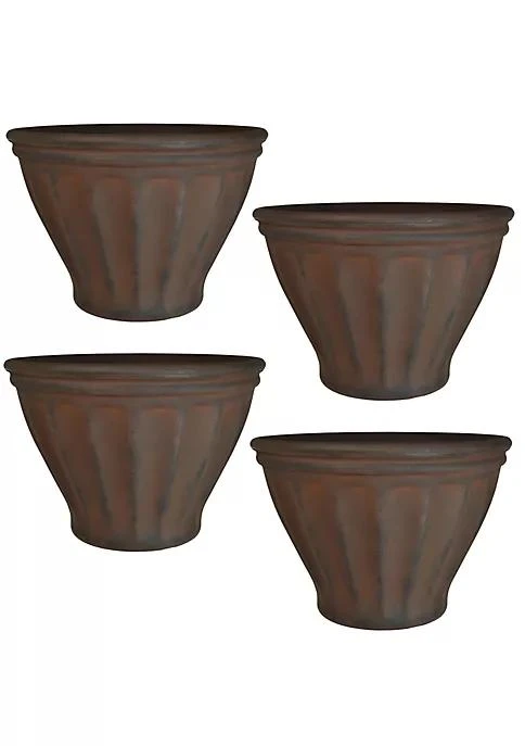 商品belk|Decor 20 In Charlotte Dual Wall Polyresin Planter   Rust   Set Of 4,价格¥965,第2张图片详细描述