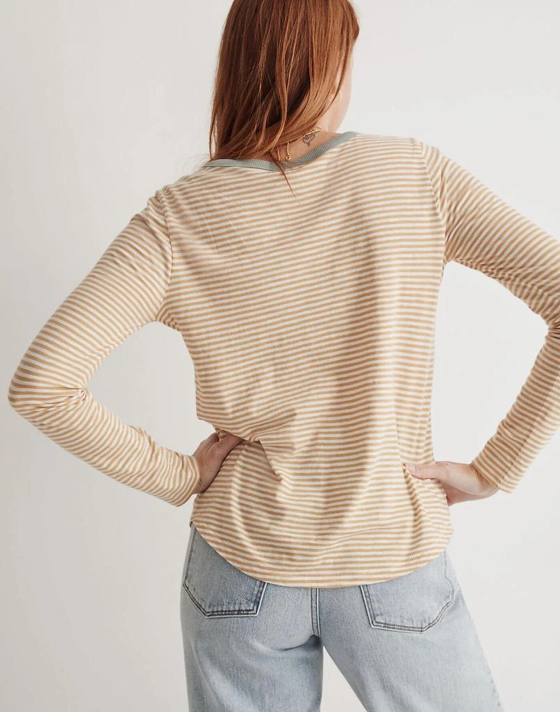 商品Madewell|Whisper Cotton Rib-Crewneck Long-Sleeve Ringer Tee in Keene Stripe,价格¥237,第3张图片详细描述