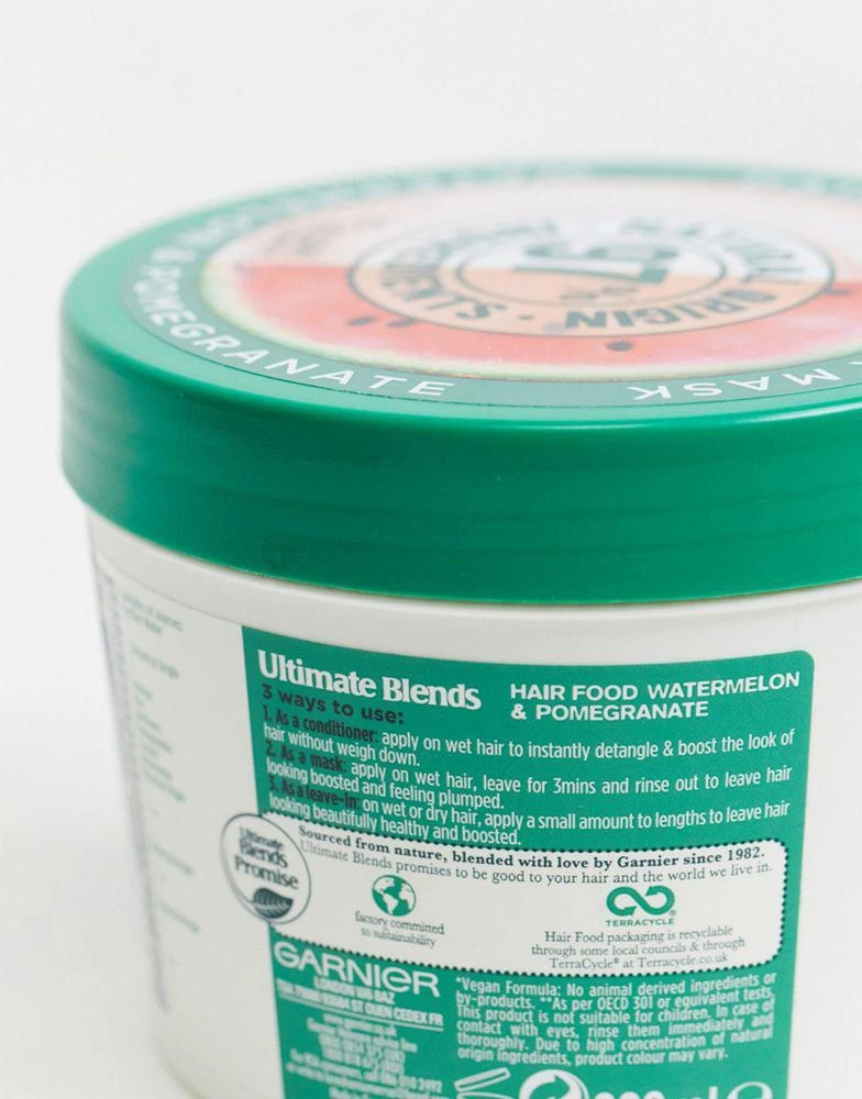 商品Garnier|Garnier Ultimate Blends Plumping Hair Food Watermelon 3-in-1 Fine Hair Mask Treatment 400ml,价格¥79,第4张图片详细描述