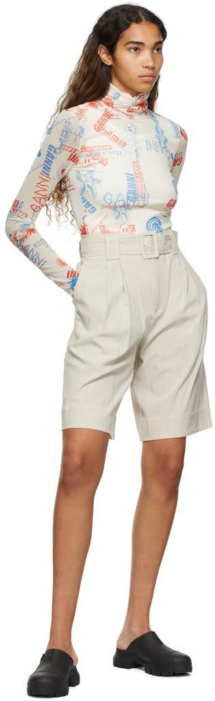 商品Ganni|Beige Recycled Polyester Shorts,价格¥456,第6张图片详细描述