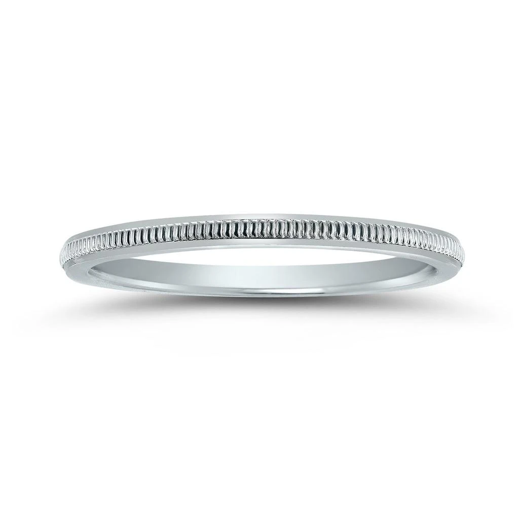 商品SSELECTS|1Mm Thin Hand-Squeezed Milgrain Wedding Band In 14K White Gold,价格¥1183,第1张图片