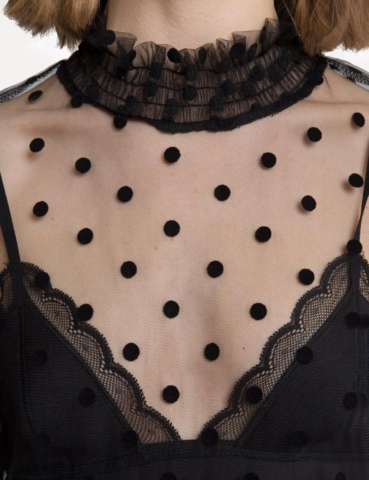 Black Sheer Polka Dot Mesh Top 商品