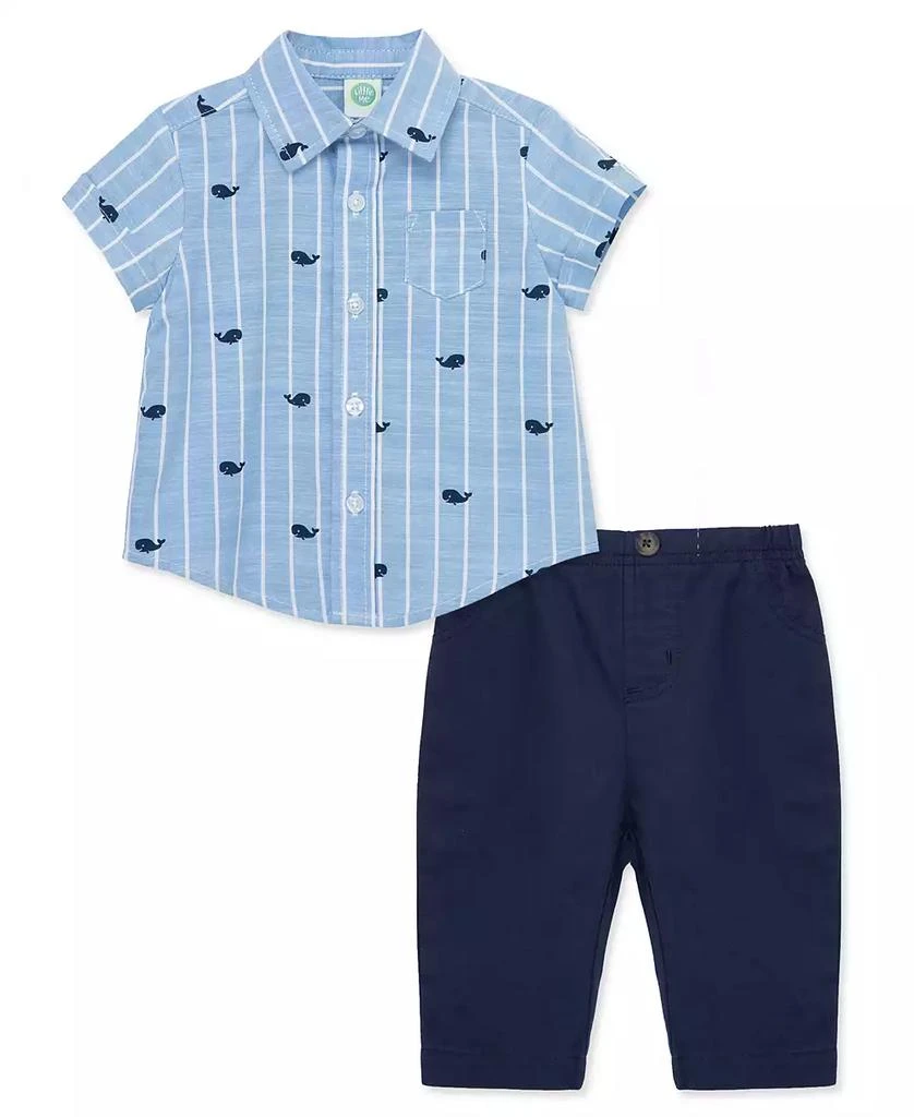 商品Little Me|Baby Boys Whales Button Front Shirt and Pants Set,价格¥135,第1张图片