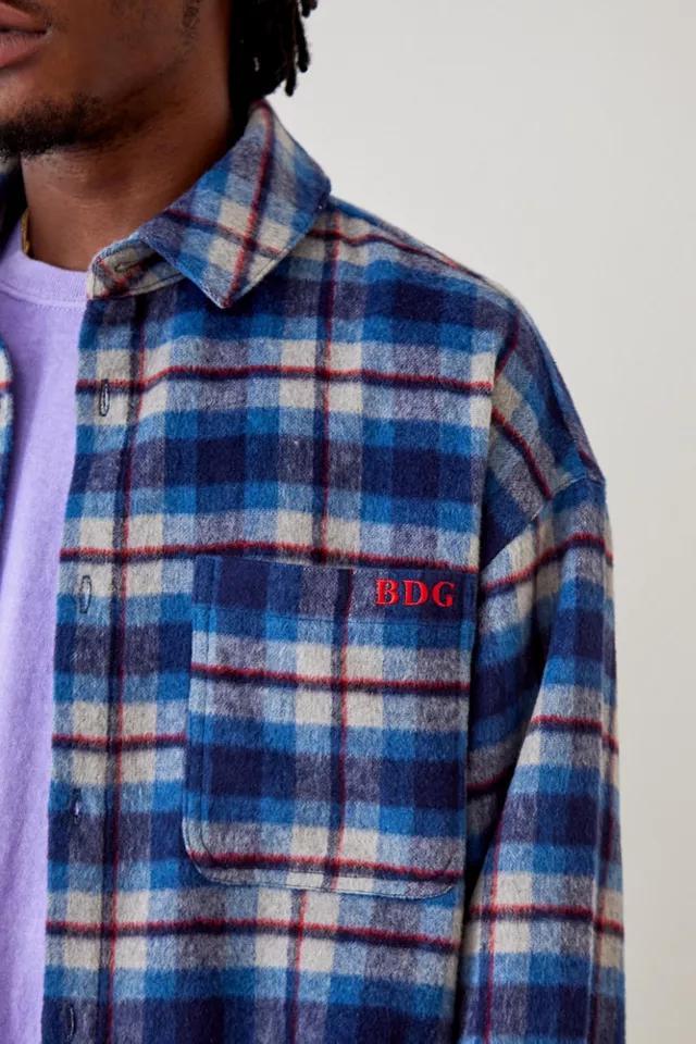 商品BDG|BDG Blue Brushed Fleece Check Shirt,价格¥594,第5张图片详细描述