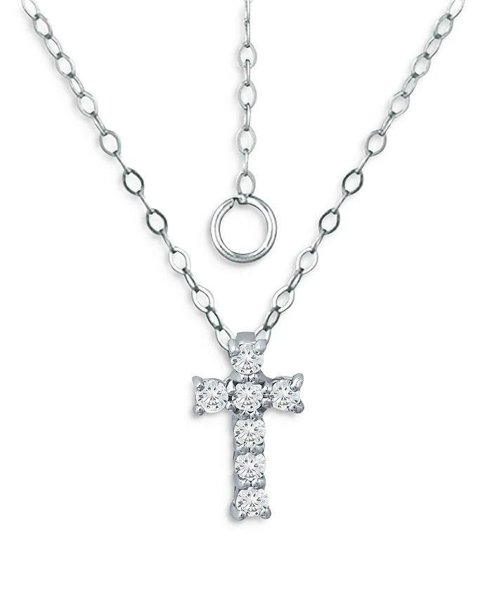 商品AQUA|Cubic Zirconia Cross Pendant Necklace in Sterling Silver, 15.5"-17.5" - Exclusive,价格¥481,第3张图片详细描述