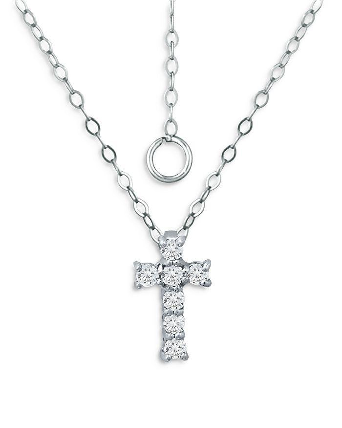 商品AQUA|Cubic Zirconia Cross Pendant Necklace in Sterling Silver, 15.5"-17.5" - 100% Exclusive,价格¥478,第5张图片详细描述