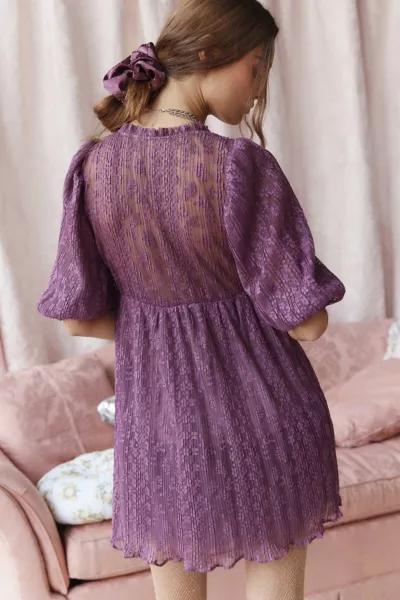 kimchi blue margaret lace bow detail babydoll mini dress - Black