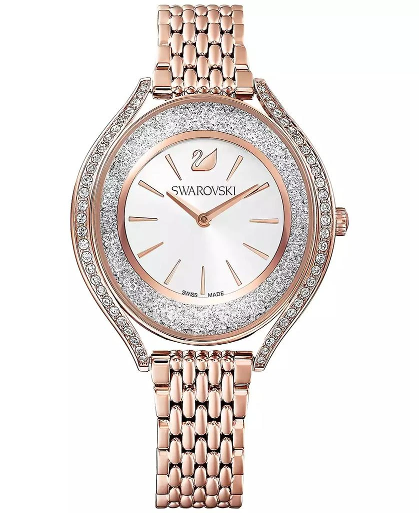 商品Swarovski|Women's Swiss Crystalline Aura Rose Gold-Tone Stainless Steel PVD Bracelet Watch 35mm,价格¥3595,第1张图片