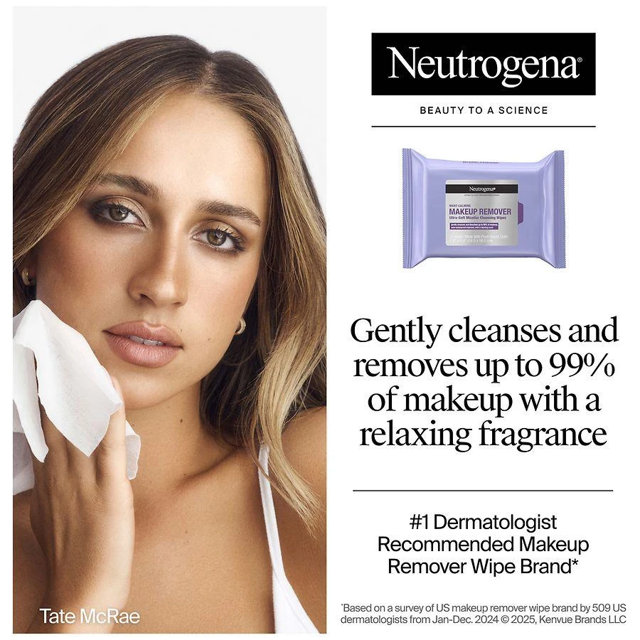 商品Neutrogena|Night Calming Makeup Remover Ultra-Soft Micellar Cleansing Wipes,价格¥130,第2张图片详细描述