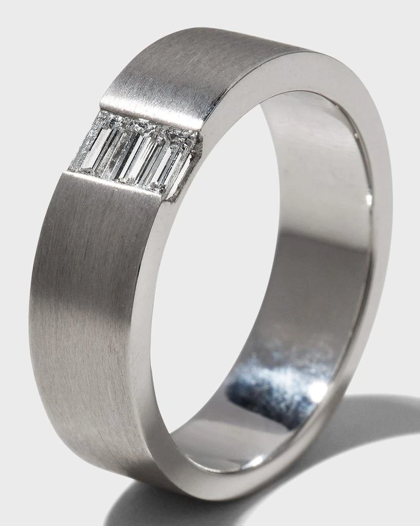 商品Neiman Marcus Diamonds|Men's 18k White Gold 3-Diamond Baguette Ring, Size 10, 0.42tcw,价格¥53271,第3张图片详细描述