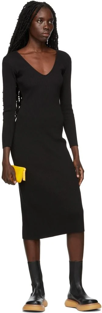 商品Vince|Black V-Neck Long Sleeve Dress,价格¥423,第4张图片详细描述