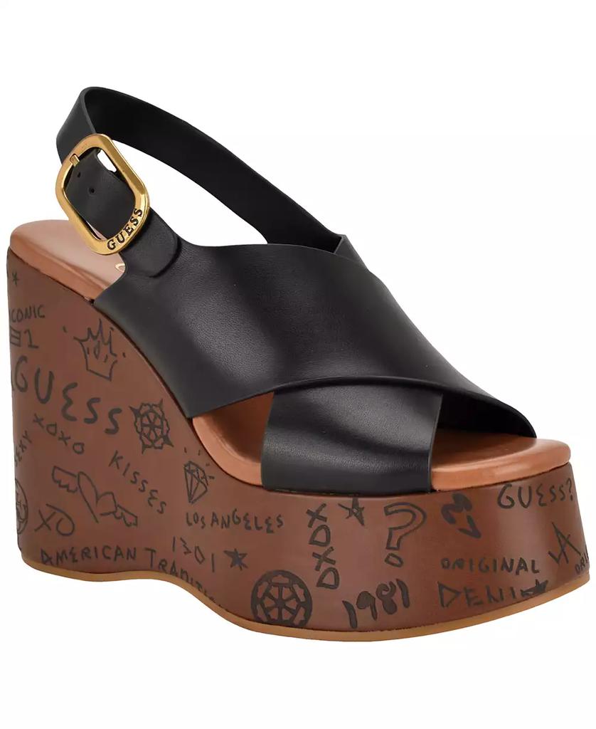 Sandalias de cuña de plataforma alta con logo en relieve para mujer de Yarisel image 2
