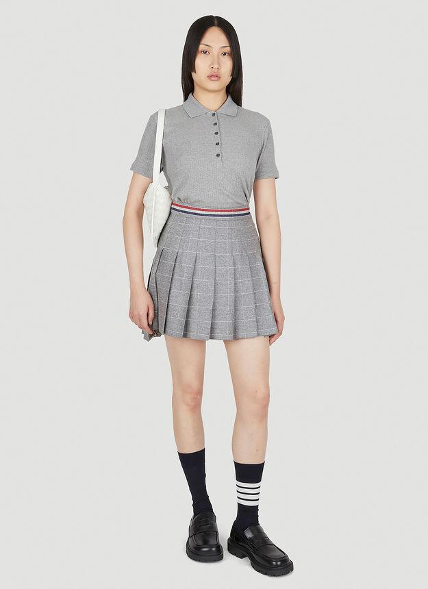 Pleated Checked Skirt in Grey商品第2张图片规格展示