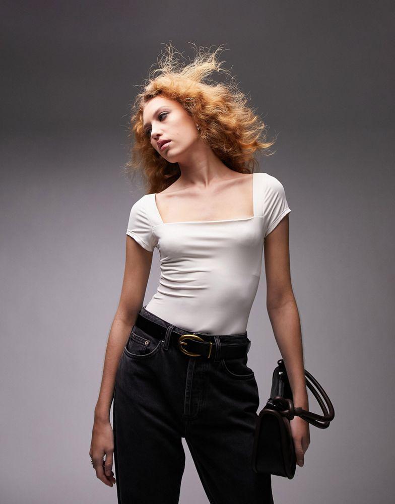 商品Topshop|Topshop cap sleeve body in ivory,价格¥51,第1张图片