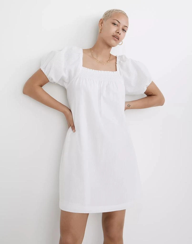 商品Madewell|Puff-Sleeve A-Line Mini Dress in Seersucker Stripe,价格¥276,第2张图片详细描述