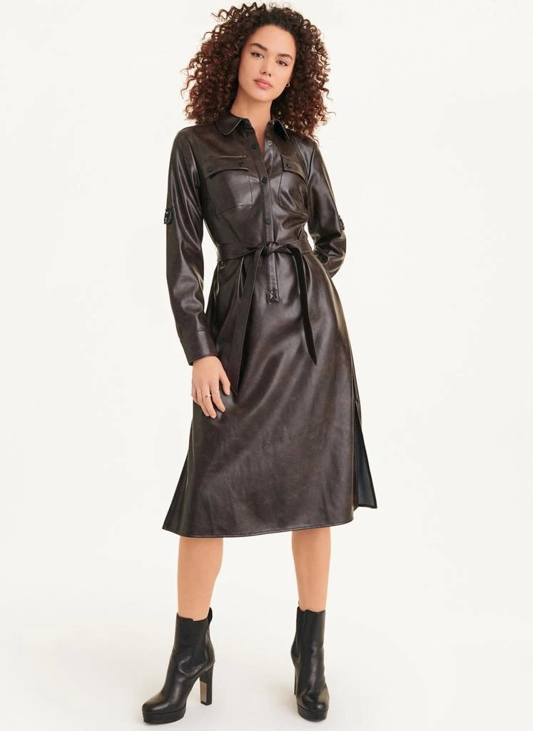 商品DKNY|Long Sleeve Faux Leather Dress,价格¥1269,第2张图片详细描述
