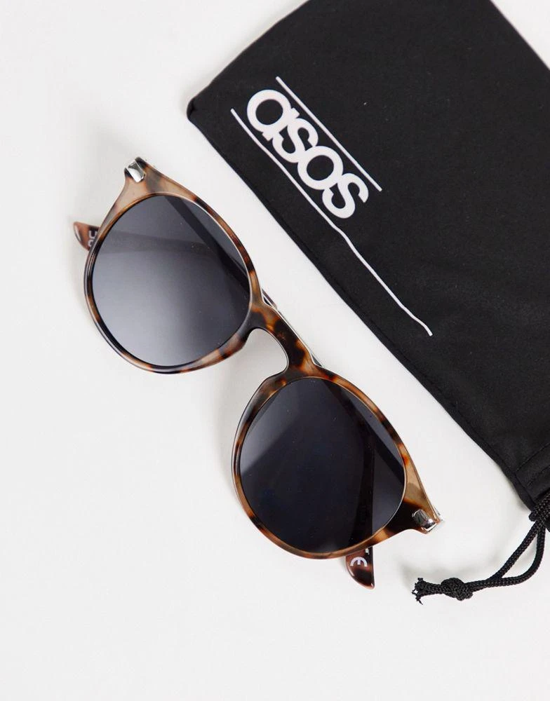 商品ASOS|ASOS DESIGN marble tort round sunglasses with metal arms,价格¥98,第3张图片详细描述