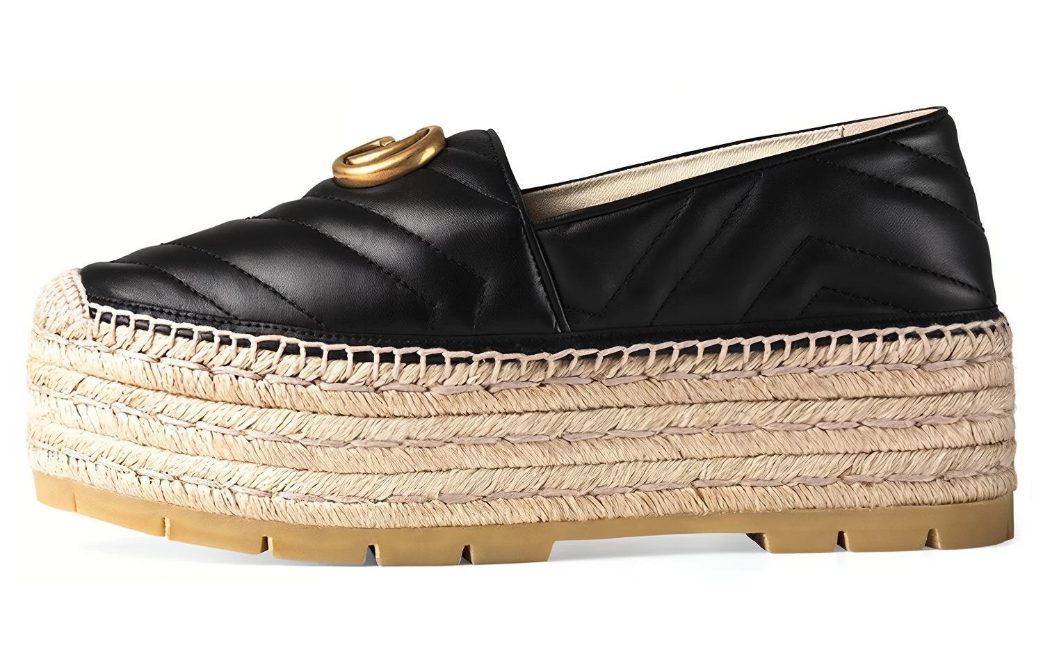 商品[国内直发] Gucci|古驰 双G系列 皮革GG增高 厚底鞋 女款 黑,价格¥3696,第1张图片