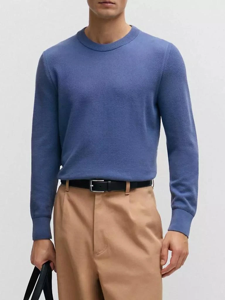 商品Hugo Boss|Micro-Structured Crew-Neck Sweater in Cotton,价格¥1313,第2张图片详细描述
