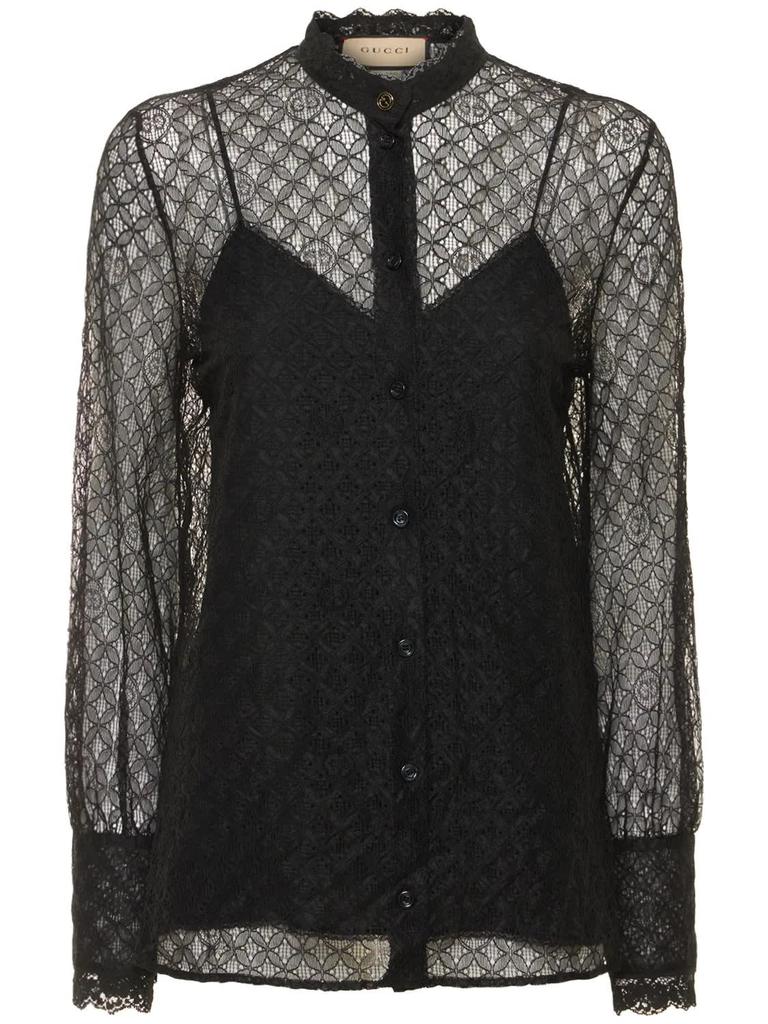 Gucci Gg Geometric Lace Shirt商品第1张图片规格展示