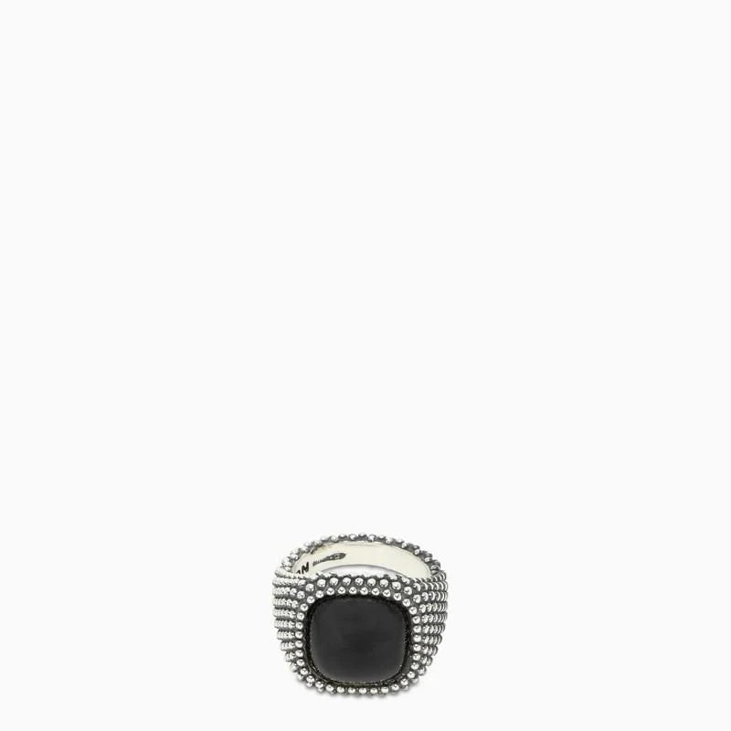 商品Nove25|Nove25 Onyx Stone Square Chevalier Ring,价格¥1148,第1张图片