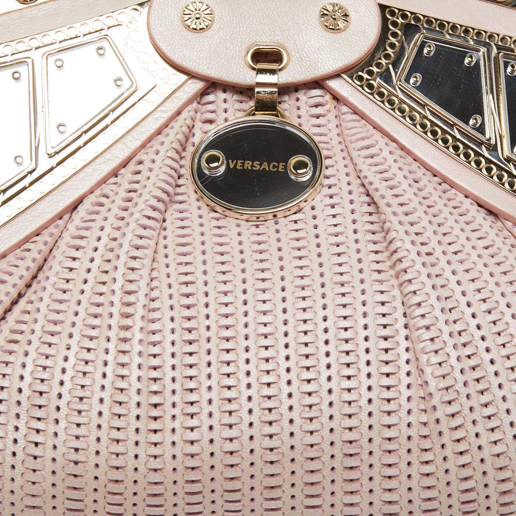 Versace Pink Fabric Mirror Frame Chain Shoulder Bag商品第5张图片规格展示
