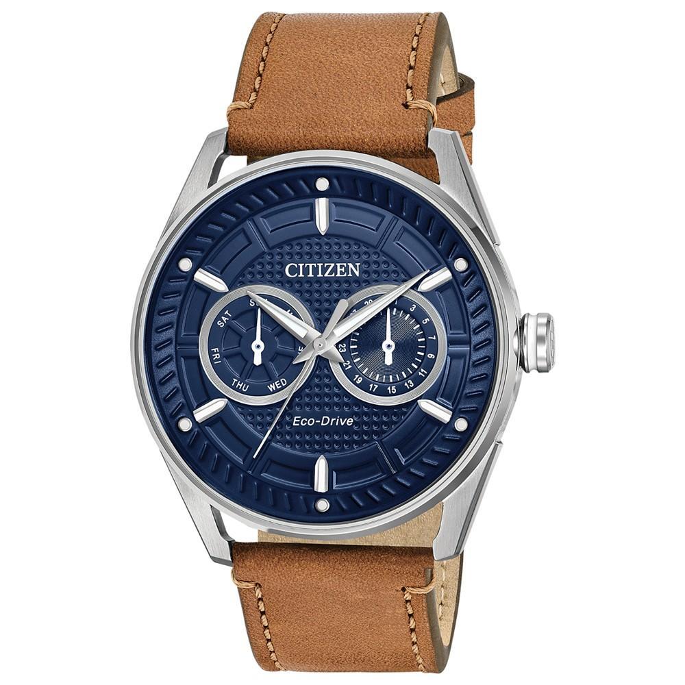 商品Citizen|Drive from Citizen Eco-Drive Men's Brown Leather Strap Watch 42mm,价格¥1582,第1张图片