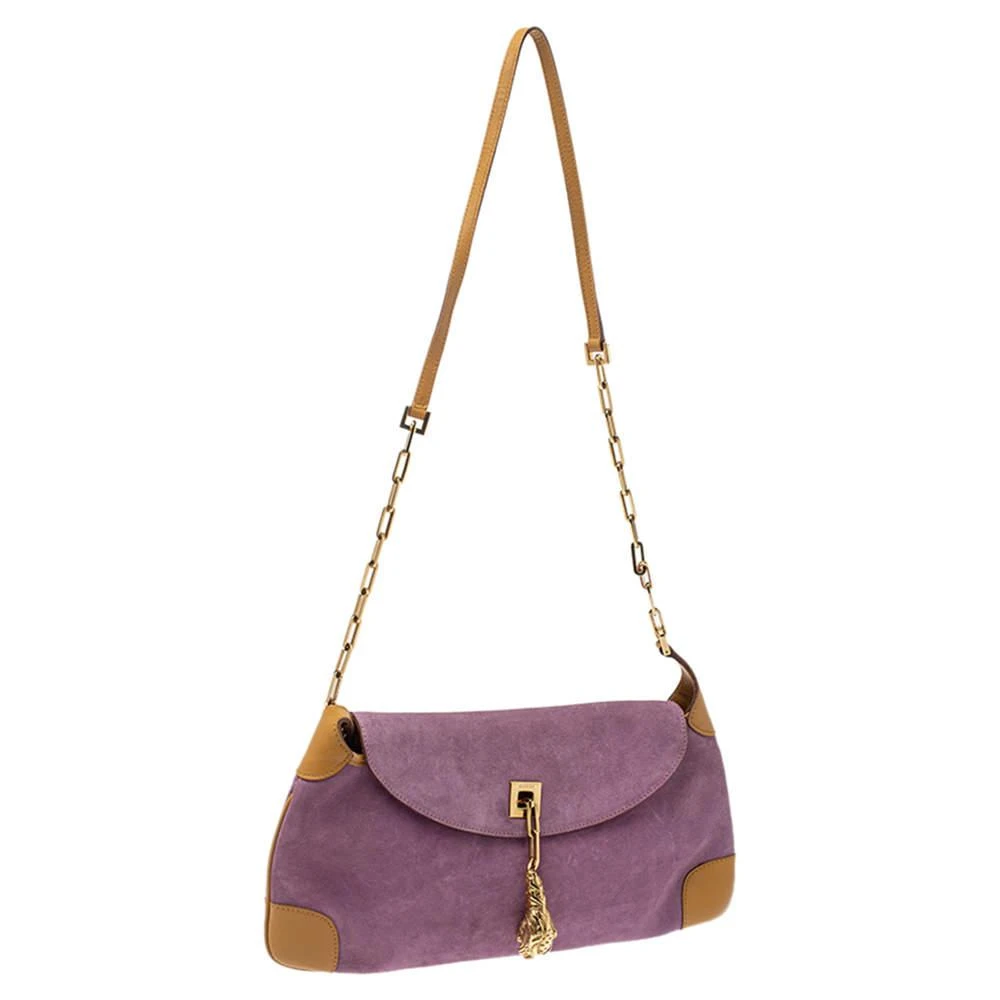 商品[二手商品] Gucci|Gucci Purple/Tan Suede and Leather Tiger Charm Shoulder Bag,价格¥3639,第3张图片详细描述