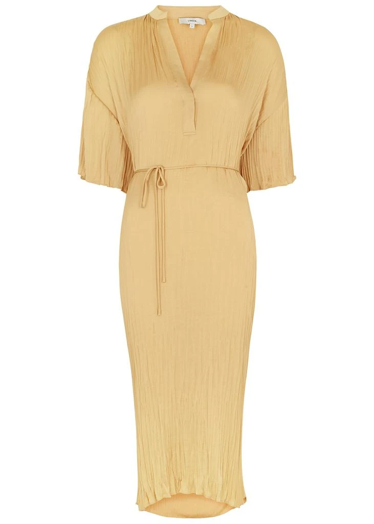 商品Vince|Gold plissé satin midi dress,价格¥4362,第1张图片