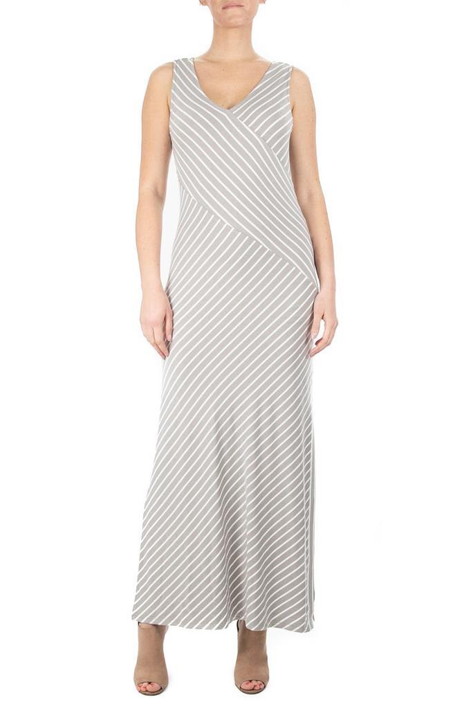 商品Nina Leonard|V-Neck Stripe Maxi Dress,价格¥222,第1张图片