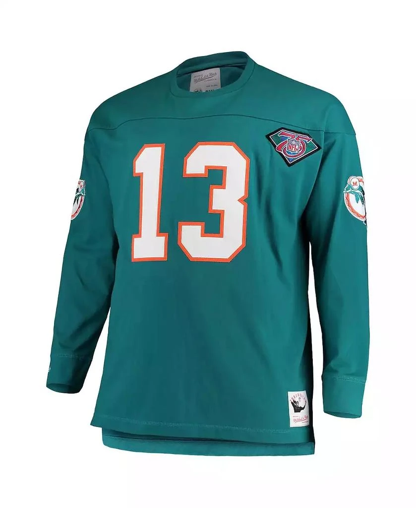 商品Mitchell & Ness|Men's Dan Marino Aqua Miami Dolphins Big and Tall Retired Player Name and Number Long Sleeve Top,价格¥668,第3张图片详细描述