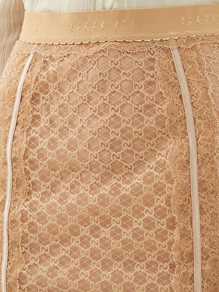 GG-embroidered lace midi skirt商品第3张图片规格展示