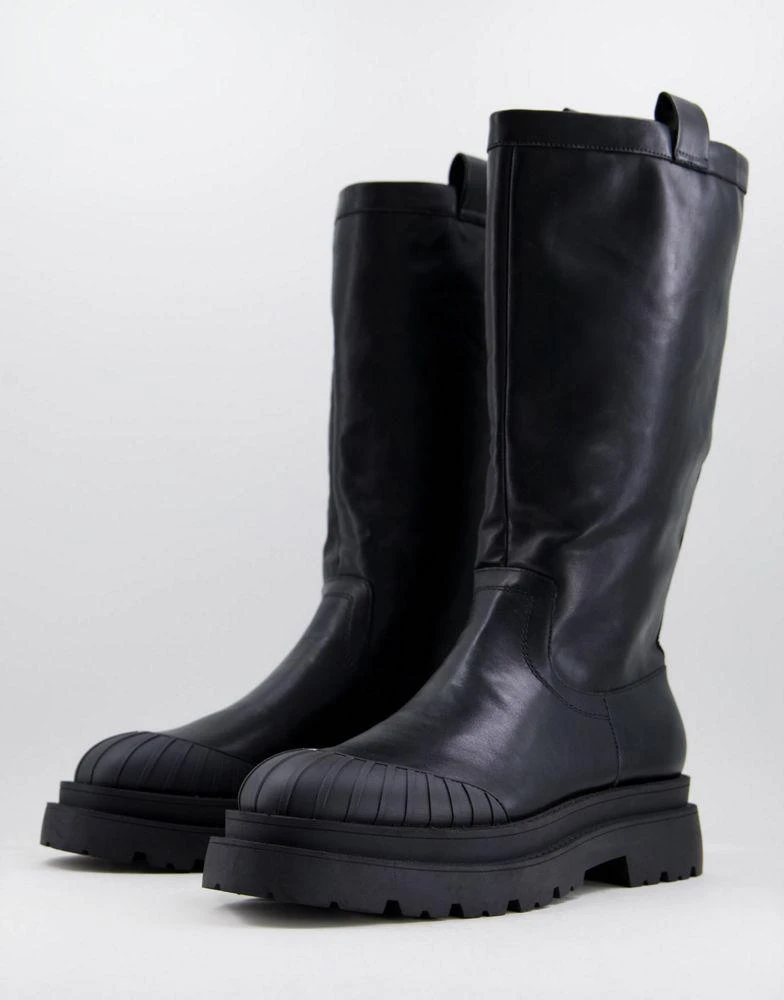 商品ASOS|ASOS DESIGN calf length chelsea boot in black faux leather with matte finish,价格¥391,第1张图片