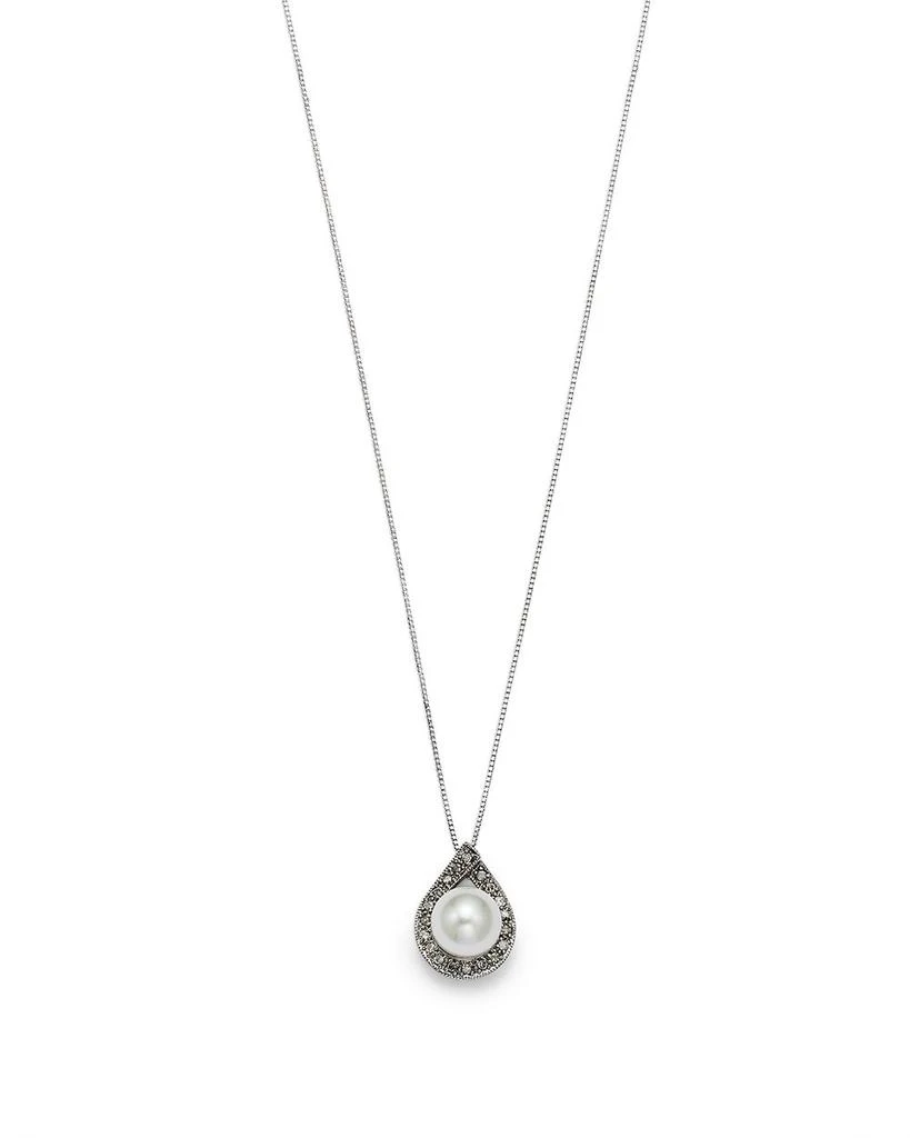 Cultured Akoya Pearl Pendant Necklace with Diamonds, 17.5" 商品