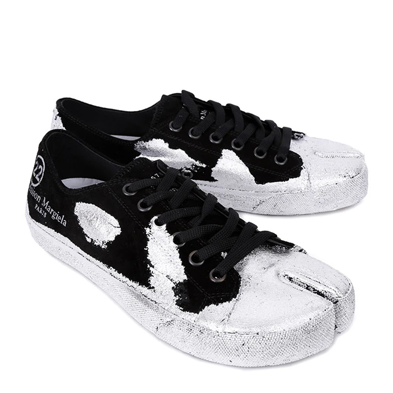 Maison Margiela Tabi 女士黑色银泼墨分趾矮帮板鞋  S58WS0110-P2519-H1130 商品