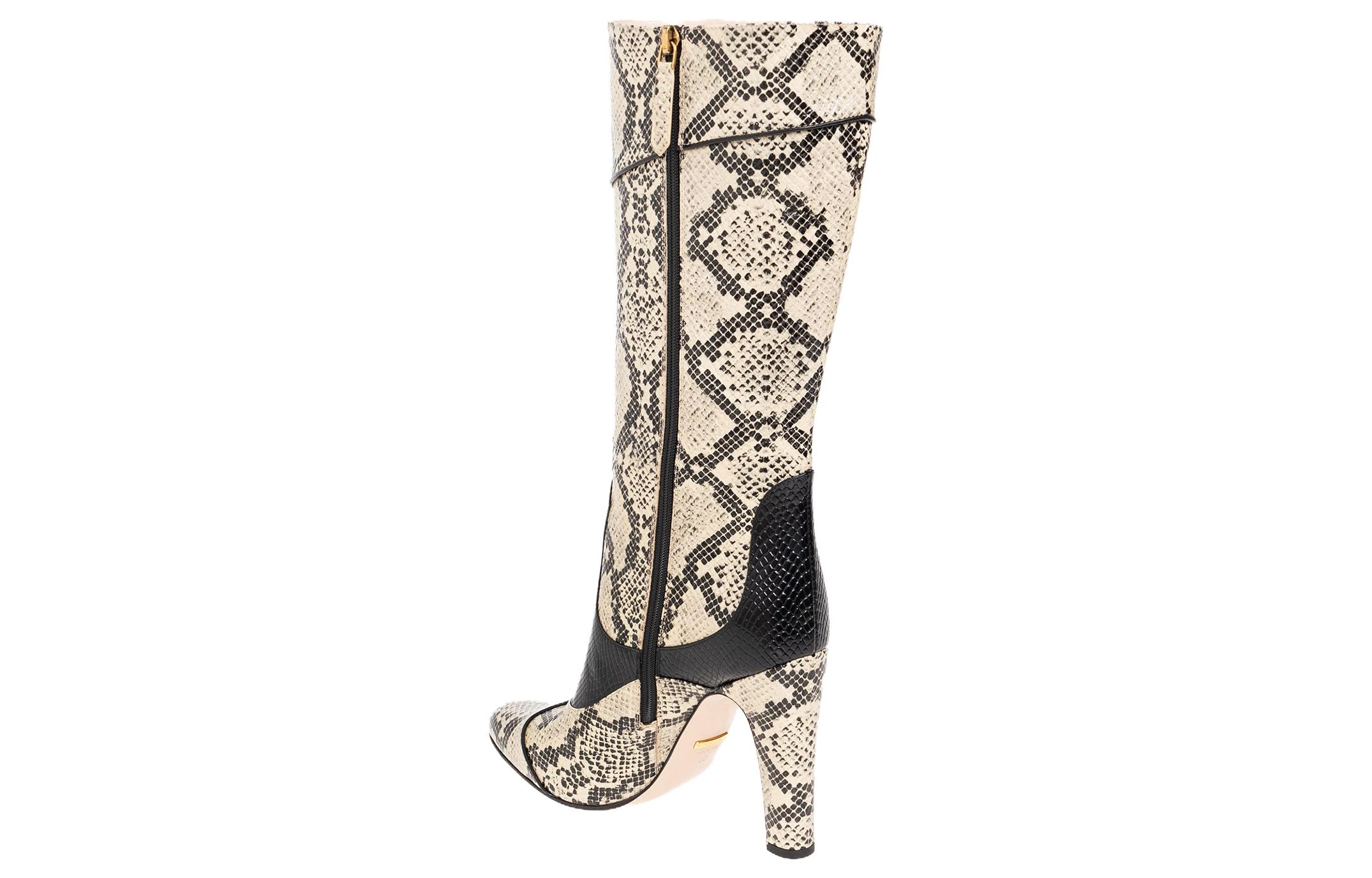 商品[国内直发] Gucci|古驰 皮革 蟒纹纹 高筒靴 8.6cm 女款 棕色,价格¥3980,第6张图片详细描述