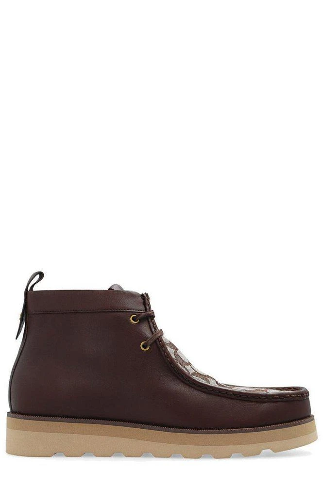 商品Coach|Coach Signature Logo Jacquard Lace-Up Boots,价格¥1240,第1张图片