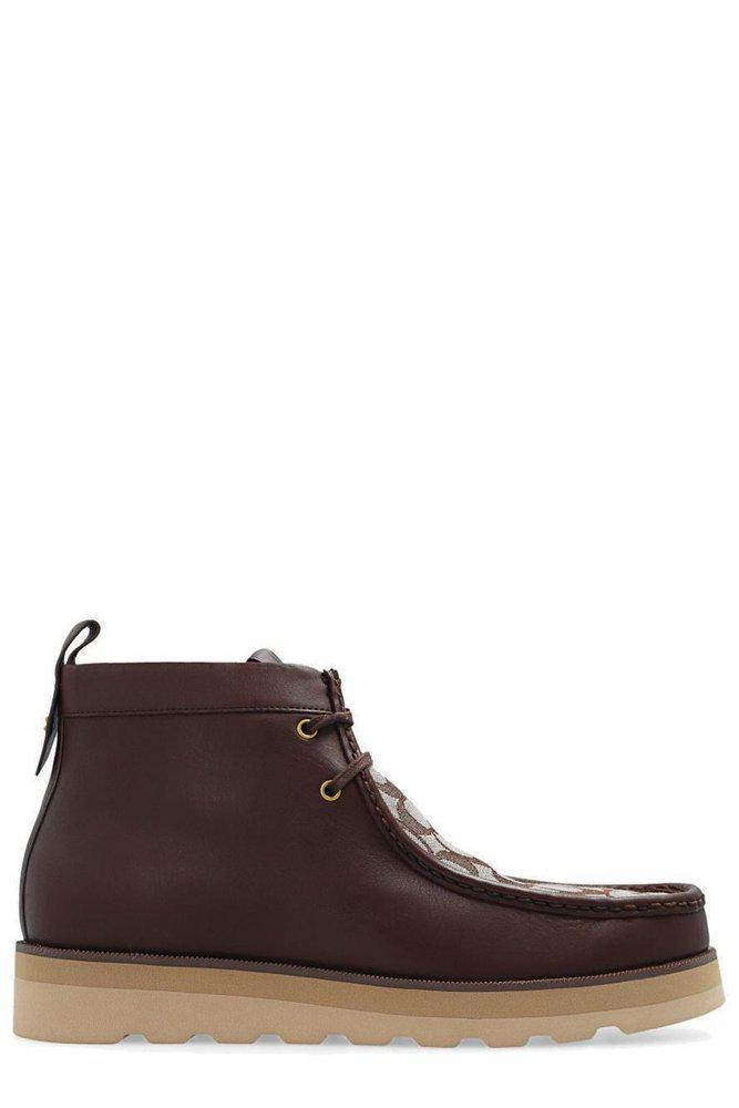 商品Coach|Coach Signature Logo Jacquard Lace-Up Boots,价格¥1916,第1张图片