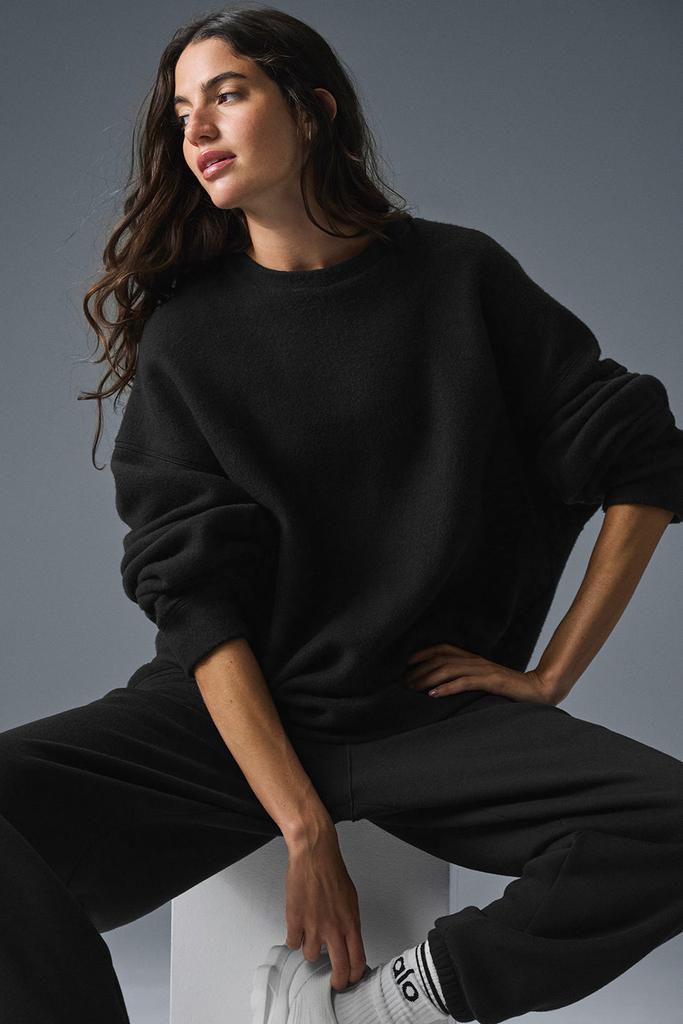 Alo Triumph Restore Crew Neck Sweatshirt - Black - Outdoor