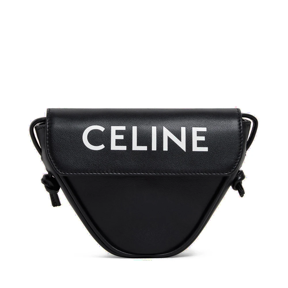 商品Celine|CELINE 男士黑色三角形小牛皮白色印花迷你单肩斜挎包 10I193-DMO-38SI,价格¥4322,第1张图片