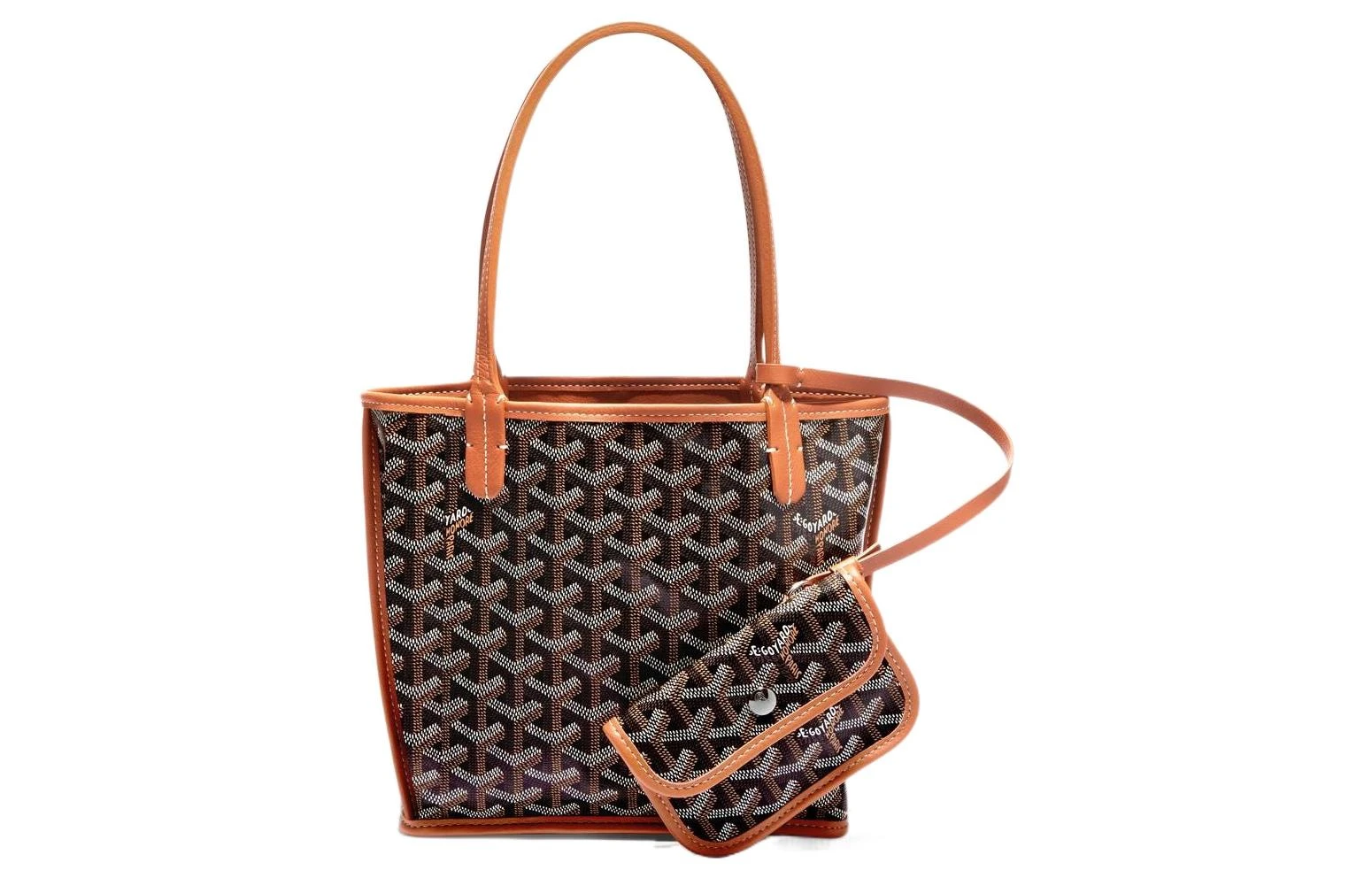 商品[国内直发] Goyard|Anjou 双面双色Y字老花满印 帆布拼牛皮 子母包托特包购物袋 单肩包手提包 迷你 女款 11色可选,价格¥18790,第9张图片详细描述