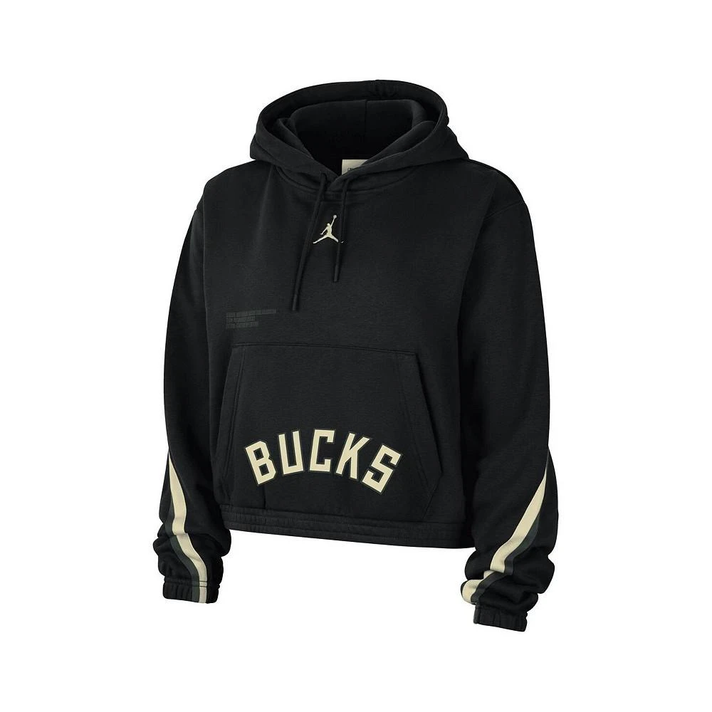 商品Jordan|Women's Brand Black Milwaukee Bucks Courtside Statement Edition Pullover Hoodie,价格¥579,第3张图片详细描述