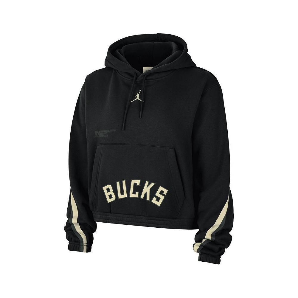 商品Jordan|Women's Brand Black Milwaukee Bucks Courtside Statement Edition Pullover Hoodie,价格¥522,第5张图片详细描述