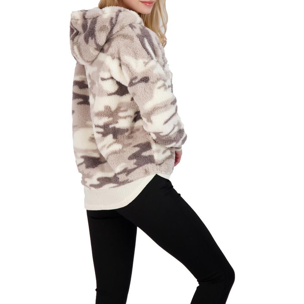 PJ Salvage Women's Plush Printed Faux Fur 1/4 Zip Pullover Hoodie商品第10张图片规格展示