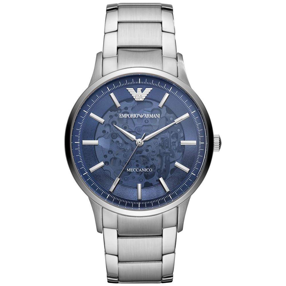 Men's Automatic Silver-Tone Stainless Steel Bracelet Watch 43mm商品第1张图片规格展示